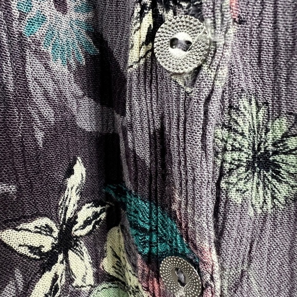 O'Neill Purple Mauve Floral Print Beachy Button Front Tie Back Maxi Dress Sz S - Picture 4 of 10